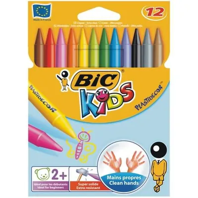 Obrázok produktu pre BIC KIDS Plastidecor čierna, modrá, hnedá, zlatá, zelená, svetlomodrá, svetlozelená, oranžová, ružová, červená, fialová, žltá 12 ks