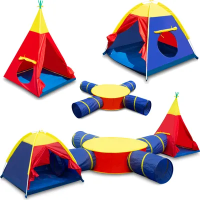 Produktbild von COIL Kinderspielzelt, Kinderzelt, 7-in-1 Spielzelt, Kinderzelt mit Krabbeltunnel, Tipi, Teilhaus, Spielhaus, für Kinder ab 3 Jahren, mehrfarbig