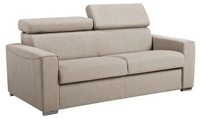 Produktbild von 3-Sitzer-Schlafsofa mit Express-Ausklappmechanismus aus beigem Stoff, mit Sitzfläche aus Memory-Schaum – Liegefläche 140 cm – 18 cm dicke Memory-Matratze VIZIR