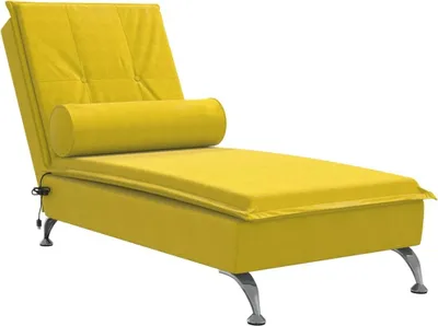 Image de Chaise longue de massage avec traversin jaune velours