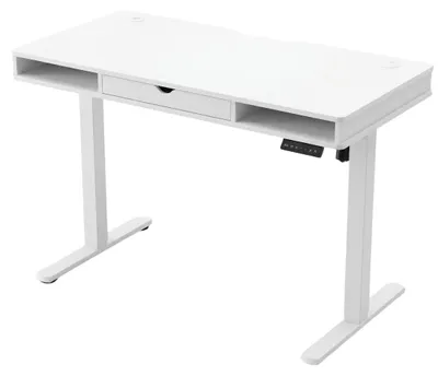Produktbild von Weißer elektrischer Schreibtisch SPEF123WW höhenverstellbar 120x60 cm mit Schublade und USB