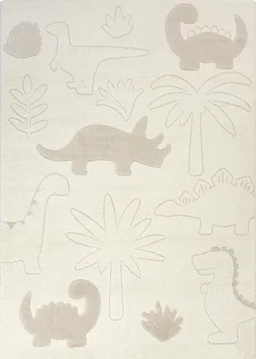 Produktbild von Teppich Kinderzimmer Babyzimmer Junge Design Dinosaurier Creme Beige