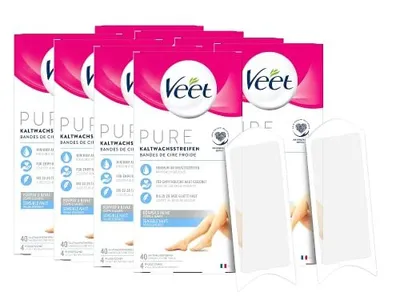 Produktbild von Veet Kaltwachsstreifen Beine sensible Haut 8 x 40 Stück