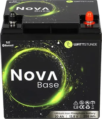Produktbild von WATTSTUNDE NOVA Base Batterie 12,8V 20Ah 256Wh LiFePO4 mit 0% MwSt nach §12 Abs. 3 UstG