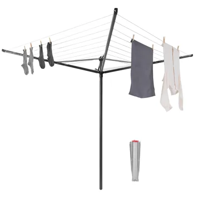 Produktbild von Wäschespinne Garten Wäschetrockner Wäscheständer Stahl Schwarz BRABANTIA 50 mb