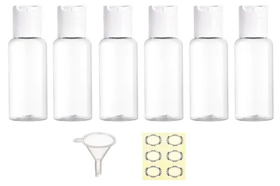 Produktbild von 6 Stück 50 ml Reiseflaschen für Toilettenartikel mit auslaufsicherer Verschlussung