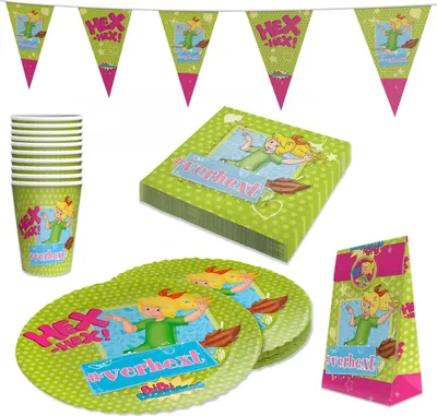 Produktbild von Bibi Blocksberg 51-tlg. Set - Becher Teller Servietten Wimpel Geschenktüten