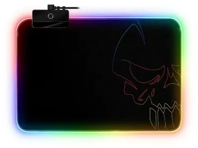 Produktbild von Spirit of Gamer Darkskull, Schwarz, Mehrfarbig, Abbildung, Stoff, Gummi, USB, Anti-Rutsch-Basis, Gaming-Mauspad