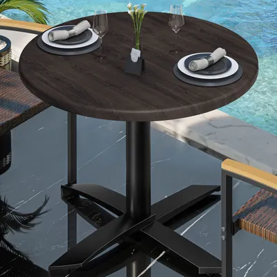 Produktbild von WTG | Bistro Außen Tisch | Ø:H 70 x 75,5 cm | Wenge / Schwarz | Rund | Bistro Tisch Gastro Tisch
