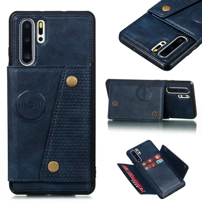 Produktbild von Für Huawei P30 pro Doppelschnalle rutschfest Handyhülle mit Karte Slot Bracket blau