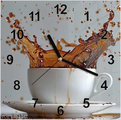 Produktbild von Wanduhr aus Glas mit Motiv Kaffeeexplosion- 30 x 30 cm - inkl. Aufhängesystem