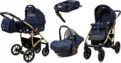 Obrázek produktu pro BabyLux® Largo | Kocárek 4v1 Set | Navy Blue Star | Kombinovaný kocárek | Sada kocárku | Iso