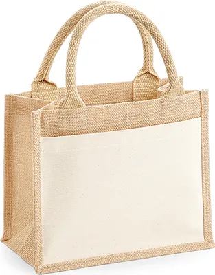 Produktbild von Westford Mill W425 | Baumwolle Pocket Jute Gift Bag 26 x 22 x 14 cm - Farbe: Natural - Größe: One Size