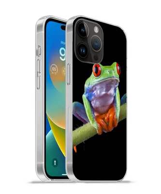 Produktbild von MuchoWow® Handyhülle Schutzhülle Hülle für Apple iPhone 14 Pro - Softcase Frosch - Pflanze - Schwarz Silikon Softcase Handy Hülle - Umschlag