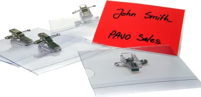 Produktbild von pavo Namensschild mit Kombiklemme 40 x 75 mm transparent 50 Schilder