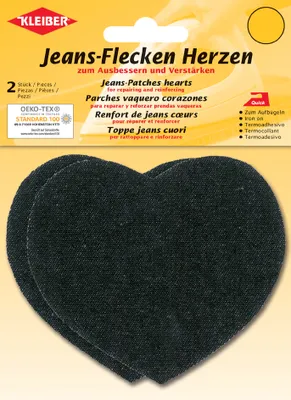 Zdjęcie produktu dla KLEIBER Naszywki jeansowe serca 85 x 105 mm czarne 2 szt