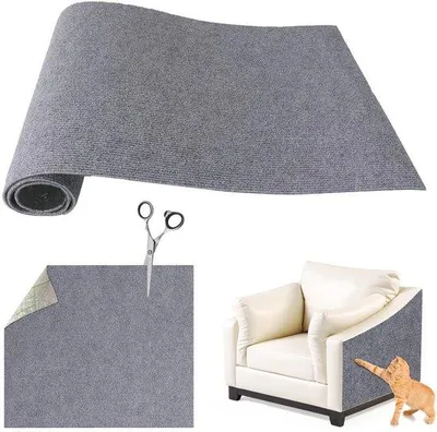 Image de Tapis anti-griffures pour chats, gris, 100 x 30 cm, protection des meubles