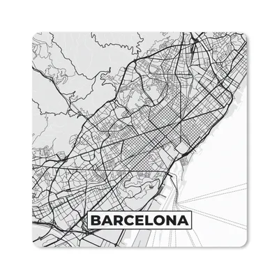 Produktbild von MuchoWow® Mauspad Mousepad Barcelona - Stadtplan - Karte - Schwarz und weiß 20x20 cm - Mousepads - Maus Mat - Pad - Mausunterlage - Desk Mat - Bureauartikeln