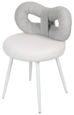Produktbild von Schminkstuhl mit niedlicher Schleifenrückenlehne, gepolsterter Stuhl ohne Armlehnen für Mädchen, moderner Schminkhocker für Schminktisch, Nagelstudio, Schlafzimmerdekoration, Tragkraft bis 150 kg