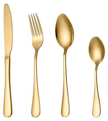 Besteckset 30-tlg., Edelstahl, hochglanzpoliert, Gold, für 6 Personen