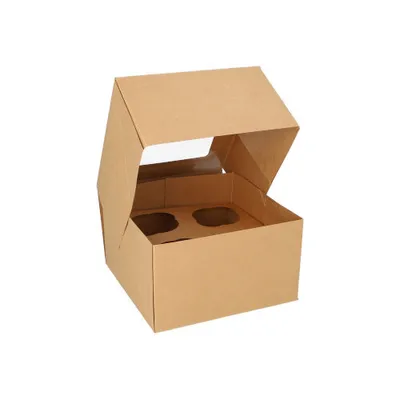 Produktbild von Cupcake-Kartons eckig 10 cm x 17,5 cm x 17,5 cm mit Sichtfenster aus PLA