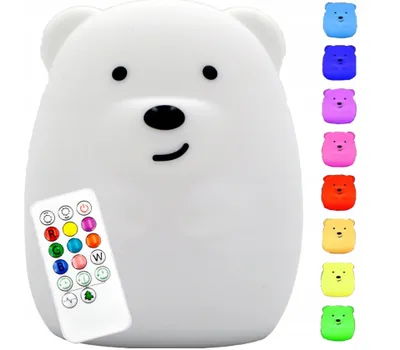 Obrázok produktu pre Nočná lampa pre deti – farebný medvedík z mäkkého silikónu, RGB