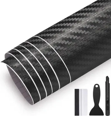 Produktbild von Autofolie aus Kohlenstofffasern - Luftbelvriert mit Luftkanälen - 300 cm x 30 cm