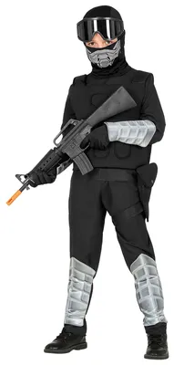 Kinderkostüm Militär Soldat Overall Set mit Maske, Gr. 140