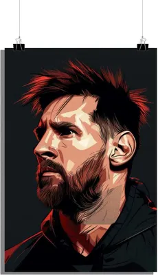 Produktbild von Lionel Messi Poster - Fußball Poster - Pop Art Poster - Cartoon Poster - Schwarzer Hintergrund Poster - 51x71cm - Perfekt zum Einrahmen