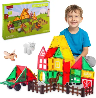 Zdjęcie produktu dla Magnetyczne klocki edukacyjne zwierzęta gospodarskie RK-781 Ricokids
