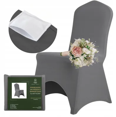 Produktbild von Stuhlhusse Grau - Stretch Stuhlbezug - 190 g/m² - Universell - für Hochzeiten Feiertage Bankette Partys