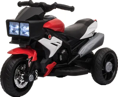 Produktbild von HOMCOM Elektromotorrad für Kinder ab 3 Jahren, 6-V-Batterie-Motorrad mit Lichtern, Musikhupe, breiten Reifen, Motorrad für Kinder mit Geschwindigkeit 3 km/h, Rot und Schwarz