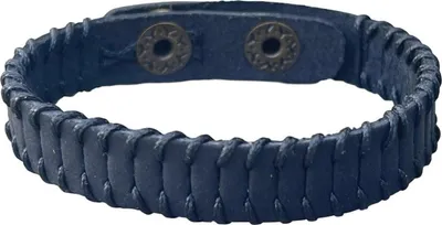 Zdjęcie produktu dla Prosta skórzana bransoletka z nicią Czarny 23cm