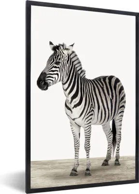 Produktbild von MuchoWow® Gerahmtes Poster Zebra - Mädchen - Tiere - Kinder - Jungen 40x60 cm - Poster mit Schwarzem Bilderrahmen Wandposter Rahmen Foto Bilder - Papierdruck - Wandbilder