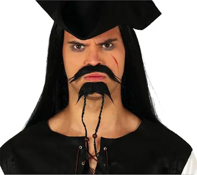 Immagine prodotto di Set barba pirata Carnevale Costume Party Gioco di ruolo Treccia Avventura multipezzo, Colore: Nero