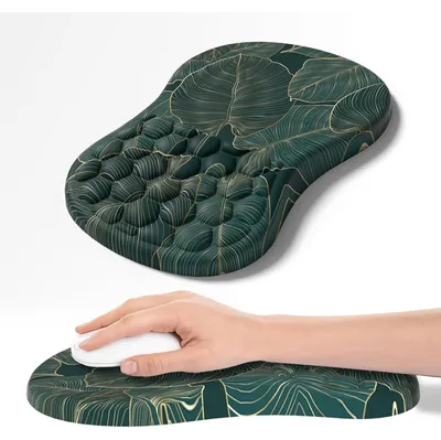 Immagine prodotto di Tappetino per mouse con poggiapolsi, ergonomico, in memory foam, con base antiscivolo, colore verde