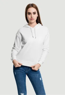 Produktbild von Urban Classics TB1524 | Damen Hoody Kapuzenpullover mit breiten Rippbündchen - Farbe: White - Größe: XS