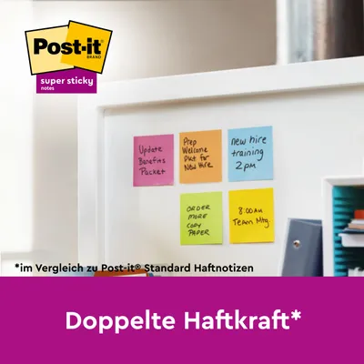 Produktbild von Post-it® Super Sticky Notes Haftnotizen - Soulful Collection - 76 mm x 127 mm - 90 Blatt/Block - 6 Stücke