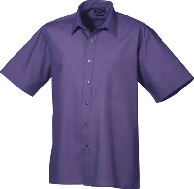 Image de Chemise Premier Popelin pour homme, manches courtes RW1082 (col 56 cm) (Violet)