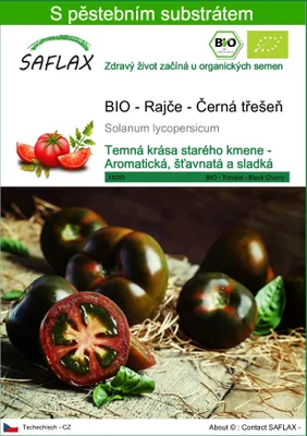 Obrázek produktu pro SAFLAX - BIO - Rajče - Černá třešeň - Solanum lycopersicum - 10 Semena - S pěstebním substrátem bez klíčků