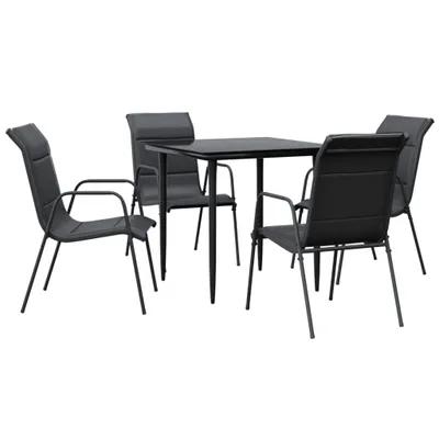 Produktbild von 5-tlg. Garten-Essgruppe Schwarz Stahl und Textilene
