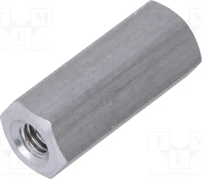 Productafbeelding van 10 afstandsmuffen met schroefdraad, 15 mm binnendiameter, M3 schroefdraad, zeshoekig, 135x15 mm. Afstandhouders