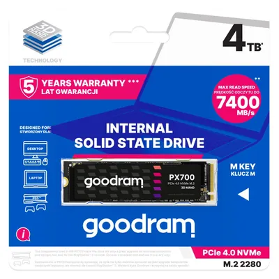 Produktbild von Goodram PX700 SSD SSDPR-PX700-04T-80 Internes Solid State Drive 4 TB M.2 PCI Express 4.0 NVMe 3D NAND