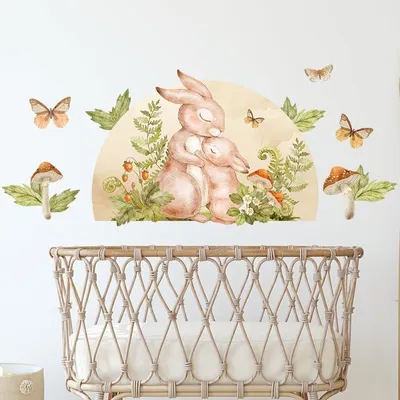 Image de Autocollants muraux pour chambre d'enfant, motif lapin - Lot de 1