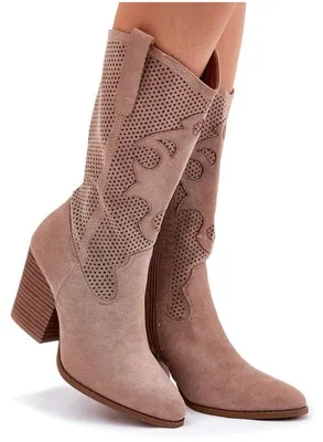 Produktbild von Perforierte Cowboystiefel Mit Absatz Beige S.Barski HY51-606 41