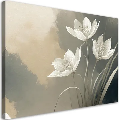 Produktbild von Leinwandbild Blumen Abstraktion Beige 120x80 Feeby Beige bild für die wand bereit zum aufhängen