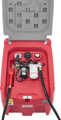 Zdjęcie produktu dla SucceBuy Przenośny zbiornik paliwa, 220 l, przepływ 45 l/min, zbiornik z pompą transferową 12 V, wąż 4 m, automatyczna dysza, idealny do transportu oleju napędowego i benzyny, czerwony