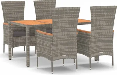 Immagine prodotto di vidaXL Set da pranzo da giardino in 5 pezzi con cuscini in rattan grigio
