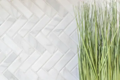 Produktbild von Mosaik Fliese Keramik Fischgrät Steinoptik weiß Fliesenspiegel Küche MOS24-SO10_f | 10 Mosaikmatten