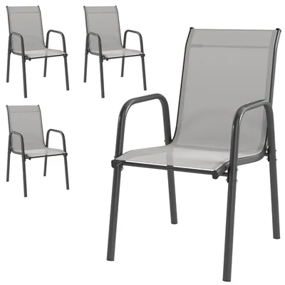 Produktbild von Gartenstš¹hle 4er Set Stapelbare Terrassenstš¹hle mit Atmungsaktive Rš¹cken, Armlehnen 120 kg Belast